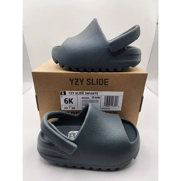 adidas Yeezy Slide InfantSlateMarine ID2354 Toddler Size 6K Used Great Condition - Picture 6 of 7